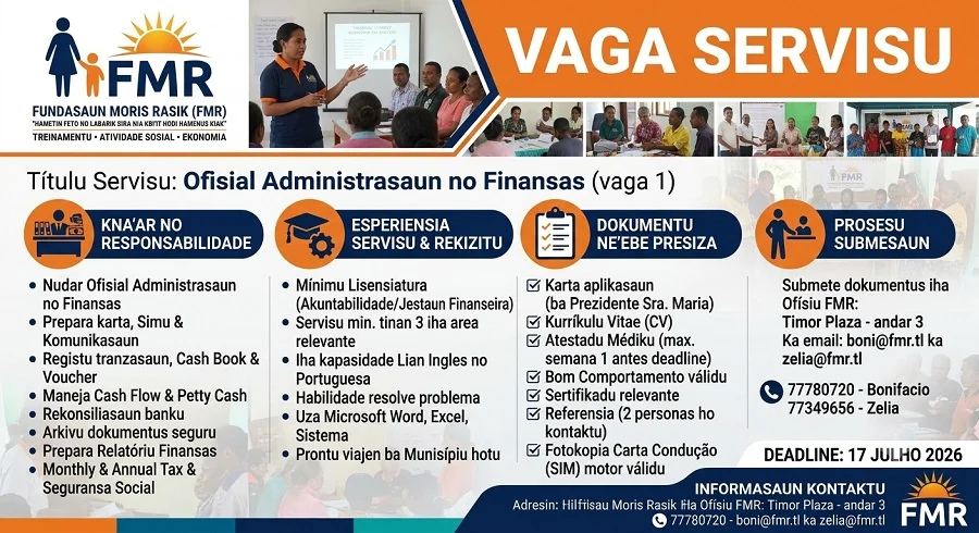 VAGA SERVISU Fundasaun Moris Rasik (FMR)