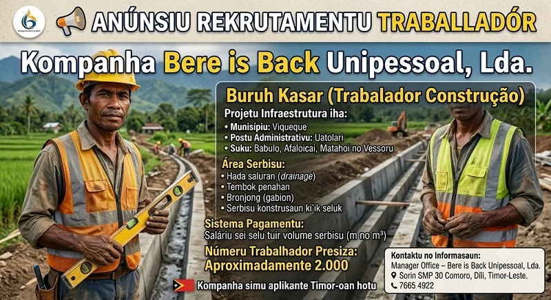 📢 ANÚNSIU REKRUTAMENTU TRABALLADÓR