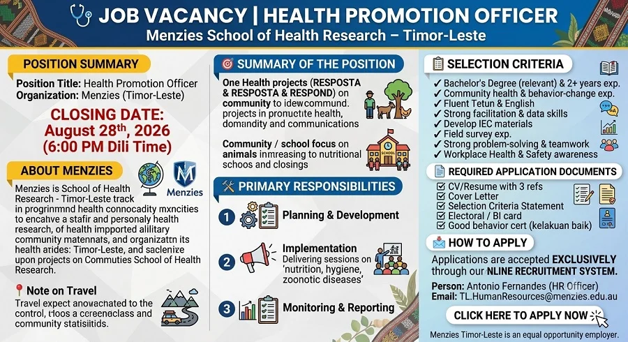 🩺 JOB VACANCY | HEALTH PROMOTION OFFICER