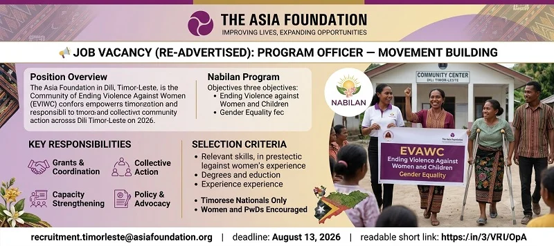 📢 JOB VACANCY (RE-ADVERTISED), The Asia Foundation