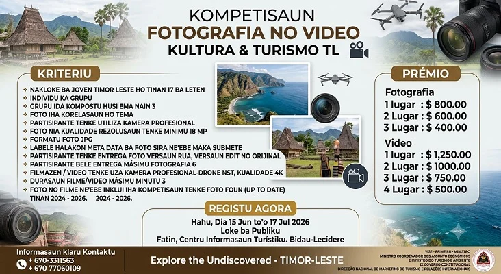 📸🎥 KOMPETISAUN FOTOGRAFIA NO VIDEO KULTURA & TURISMO TIMOR-LESTE 2026 🇹🇱