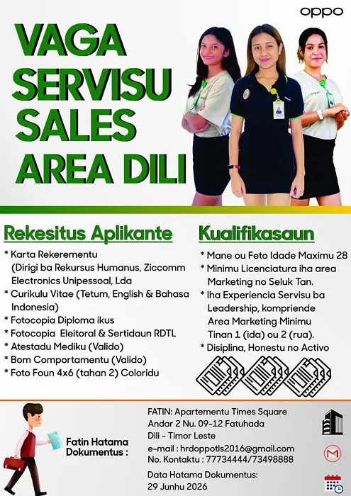 VAGA SERVISU SALES AREA DILI