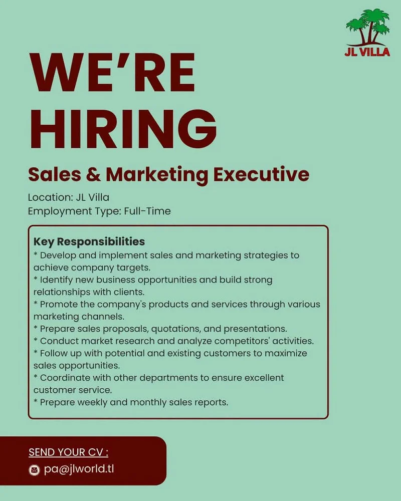Job Vacancy: Sales & Marketing Executive