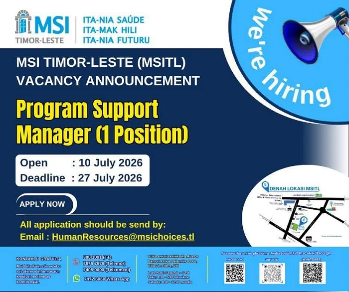 VACANCY ANNOUNCEMENT : MSI TIMOR-LESTE (MSITL)