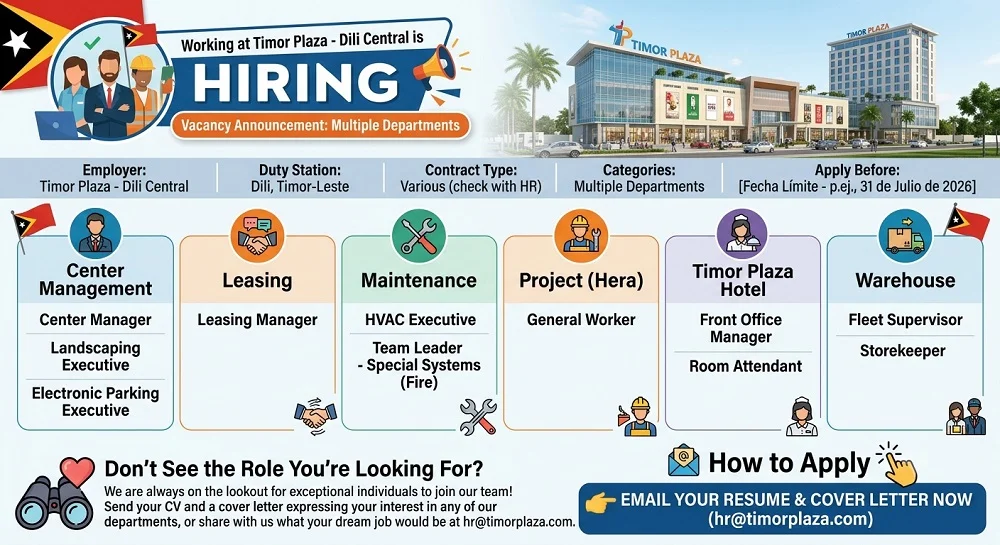 Working at Timor Plaza - Dili Central is HIRING