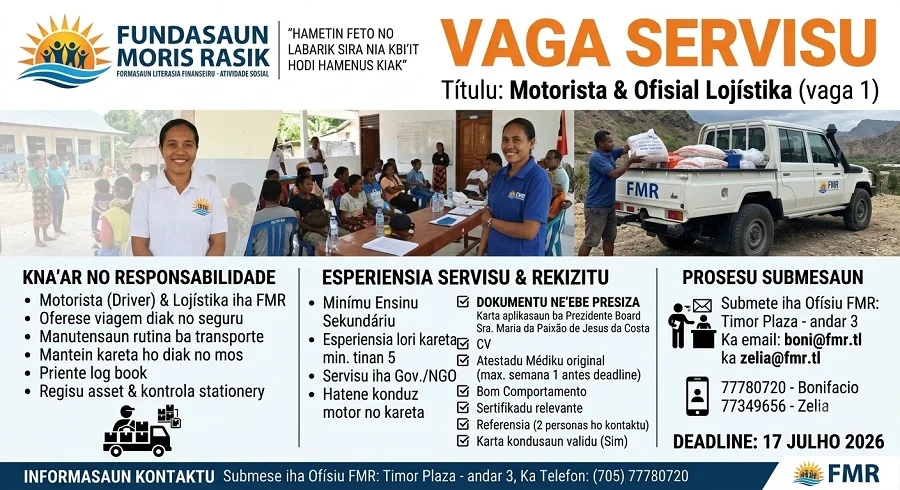 VAGA SERVISU Fundasaun Moris Rasik (FMR) 