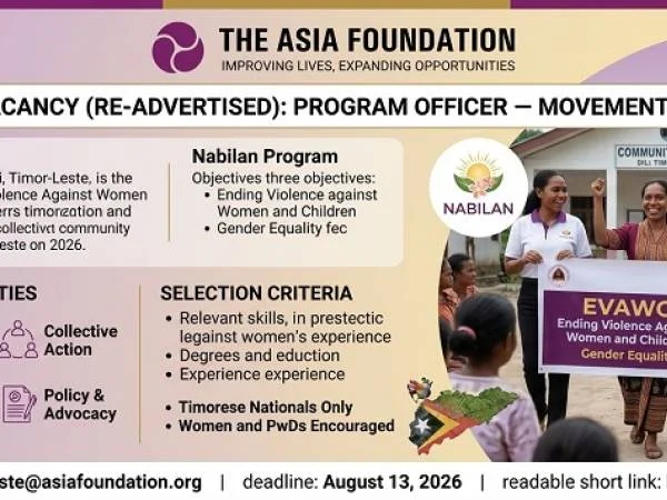 📢 JOB VACANCY (RE-ADVERTISED), The Asia Foundation