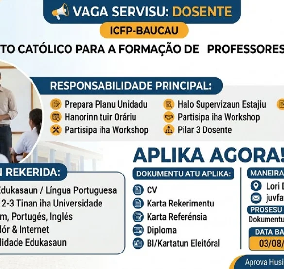 📢 𝗩𝗔𝗚𝗔 𝗦𝗘𝗥𝗩𝗜𝗦𝗨  (Dadaun ne'e ICFP buka hela pesoál atu bele servisu iha ICFP)